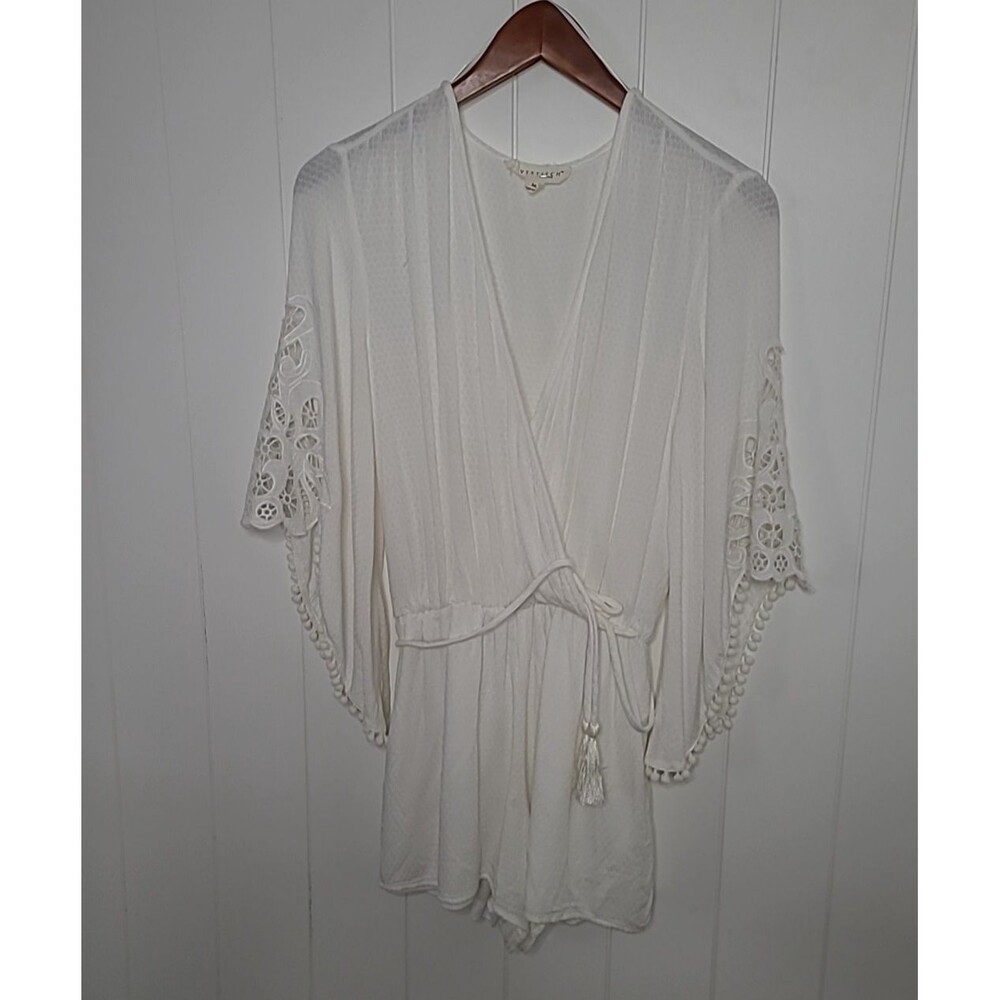 Womens Shorts Romper Size M White Boho Fairy Feminine Bridal Goddess Whimsy